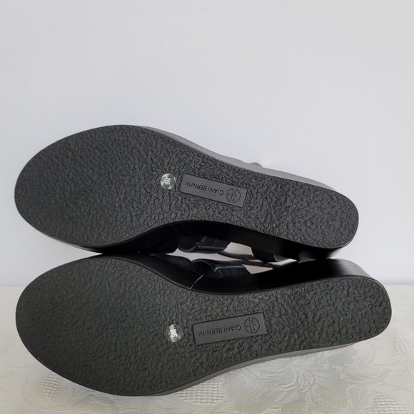 GIANI BERNINI Wirla Platform Wedge Leather Sandals- Black color- Women's Size 9M - Picture 11 of 15